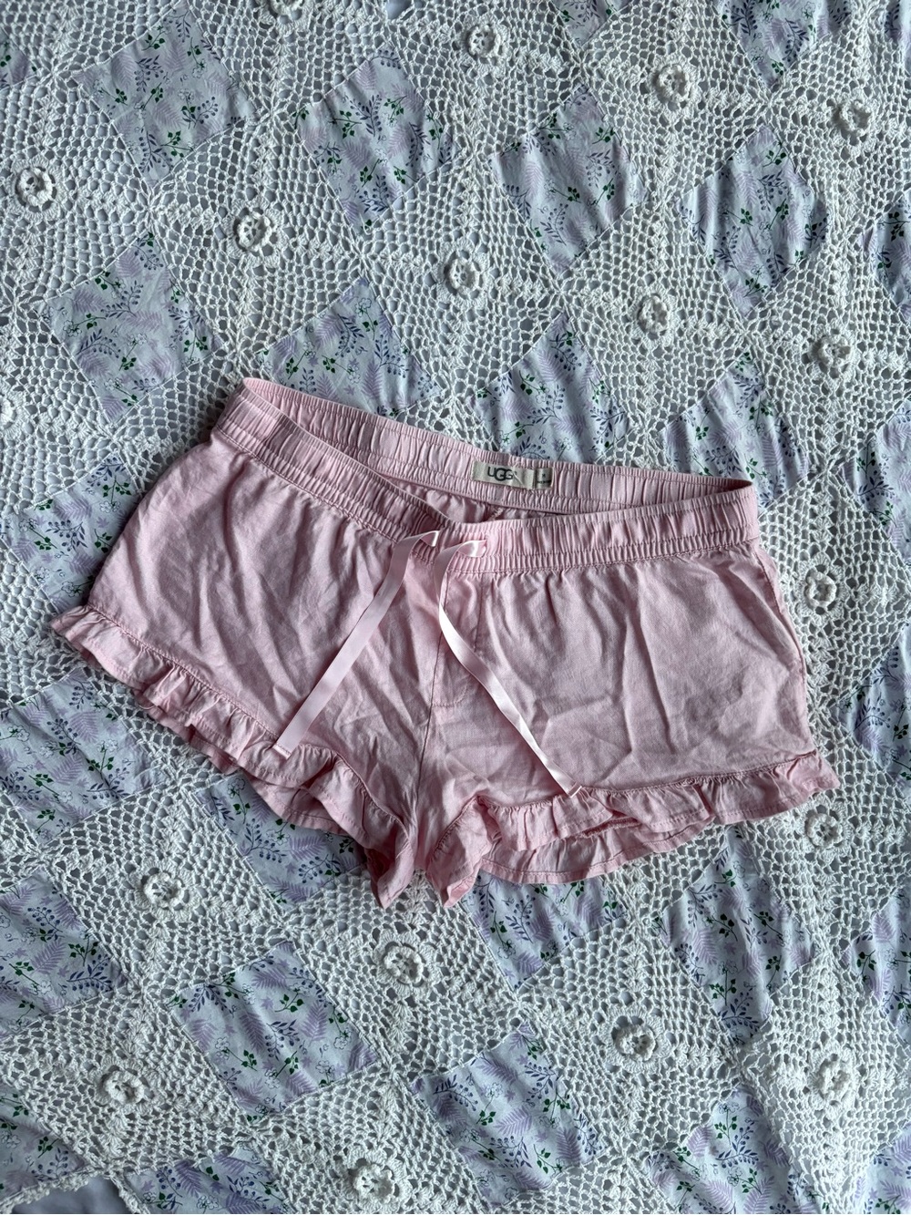 UGG Pale Pink Ruffle Lounge Shorts - Picture 3 of 5